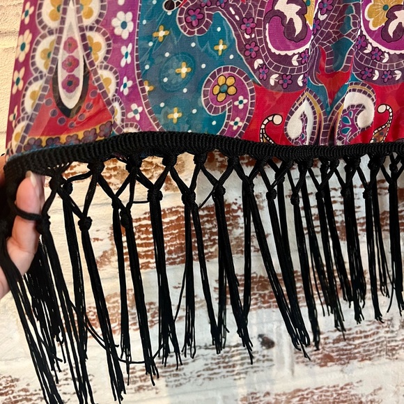 Lilypad Sheer Fringed Blouse Floral Paisley Boho Chic Size M - Picture 3 of 14